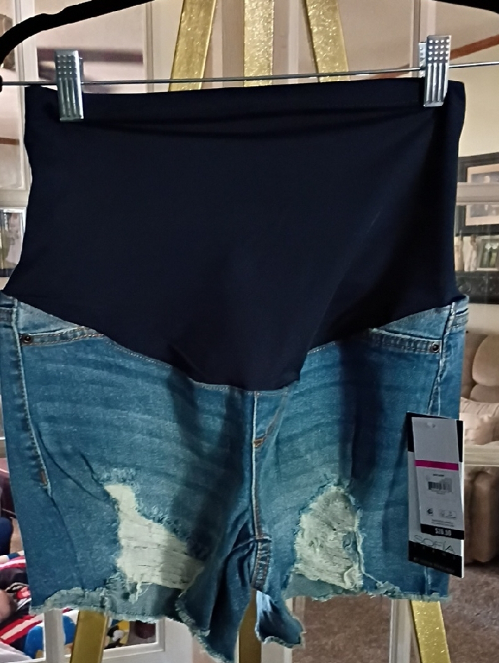 sofia by sofia vergara Black and Blue Maternity Jean Shorts